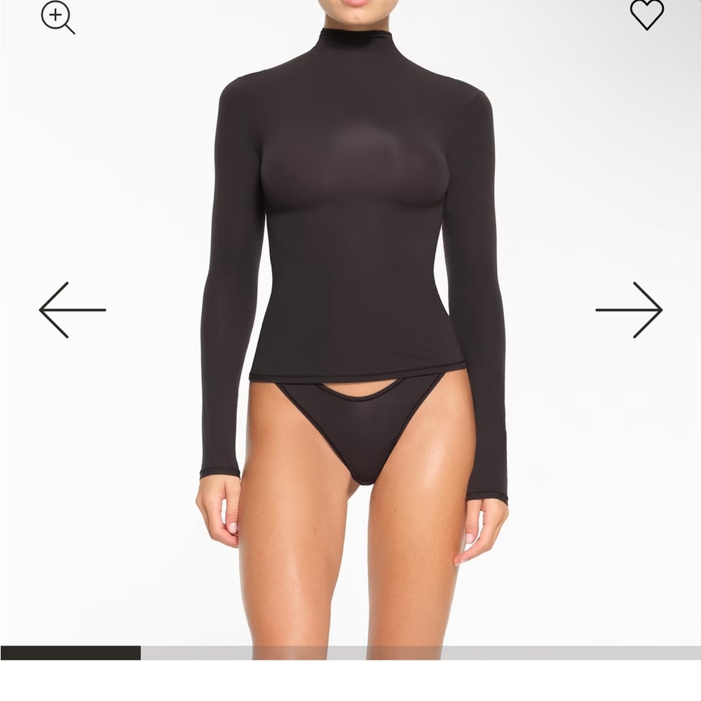 SKIMS Black Ribbed Long Sleeve Bodysuit